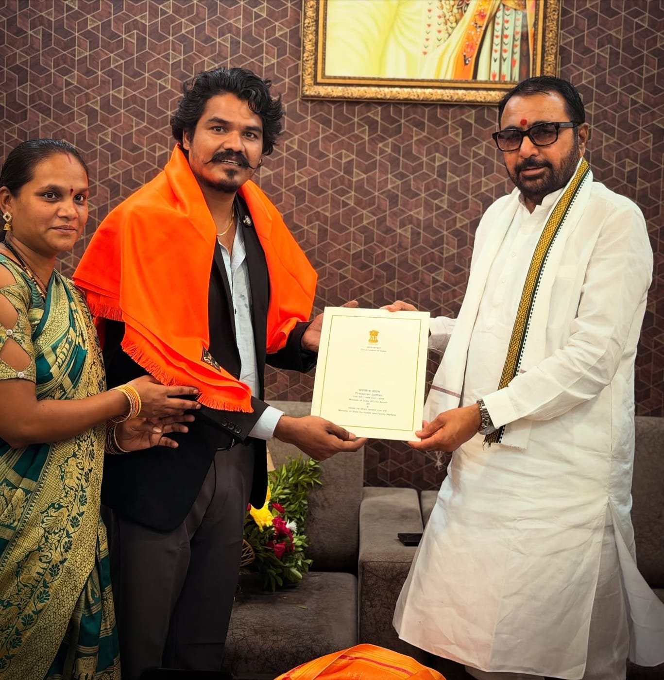 Receiving a letter of appreciation from the Union Minister of State for AYUSH, Government of India